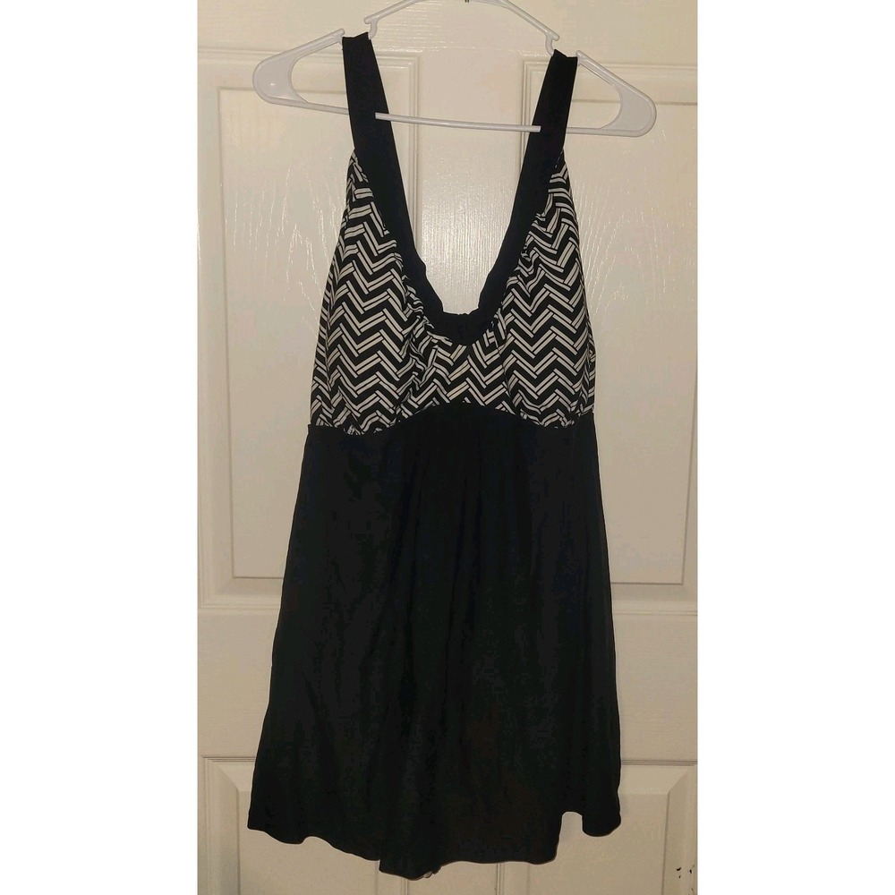 Shore Club Womens Plus Swim Dress Black White Swimsuit Bathing Suit Size 22W